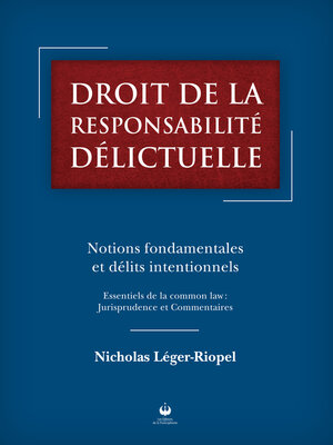 cover image of Droit de la responsabilité délictuelle